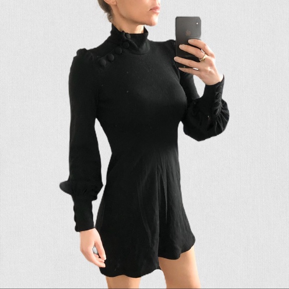 Jill Stuart wool turtleneck flared mini dress S - Picture 3 of 6